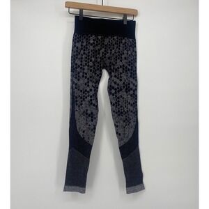 NUX Seamless High Rise Leggings Small Black Grey Honeycomb Yoga Pants Gym USA